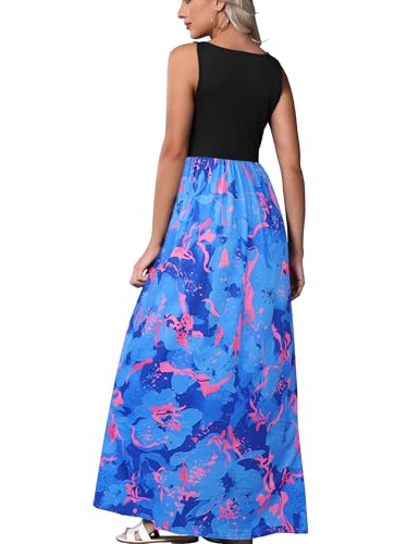 Image of Bluetime Women's Summer Boho Sleeveless Floral Print Tank Long Maxi Dress (S-3XL)