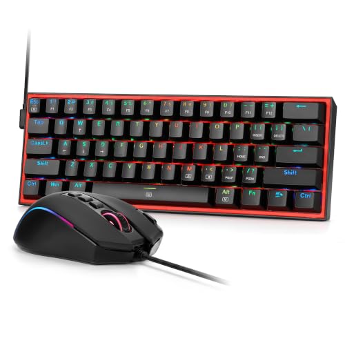 Image of Redragon CB201 Gaming Keyboard & Mouse Combo, 61 Keys K617 Wired RGB Gaming Keyboard and 8000 DPI Wired M612 Gaming Mouse Bundle, Black