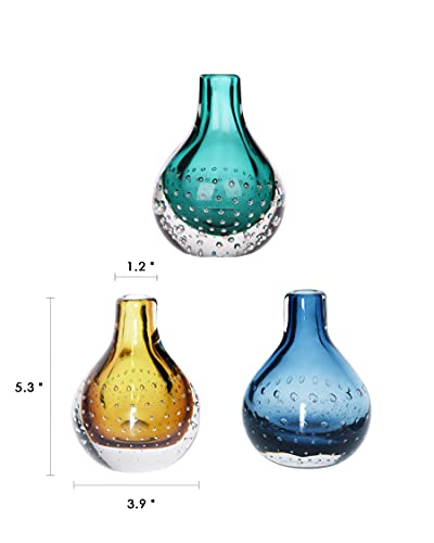 CONVIVA Glass vase Decorative Gift Decor Blown Art Gold Color Bud 5.3 inch H - Image 5