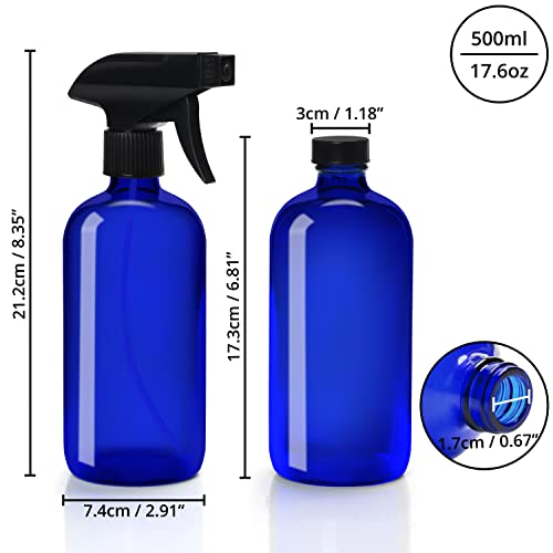 Belle Vous Vaporisateur Vide Réutilisable en Verre Bleu (Lot de 3) - Pulverisateur Vide 500 ml - Bouteille Spray 2 Réglages pour Produits de Nettoyage, Aromathérapie et Huiles Essentielles - Image 3