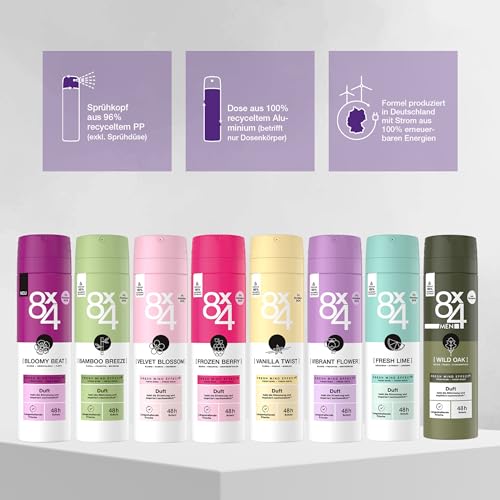 8X4 Men Wild Oak Deospray, Deodorant für Männer mit maskulin-holzigem Duft, Sprühdeo mit zuverlässigem 48h Anti-Transpirant-Schutz (150 ml)