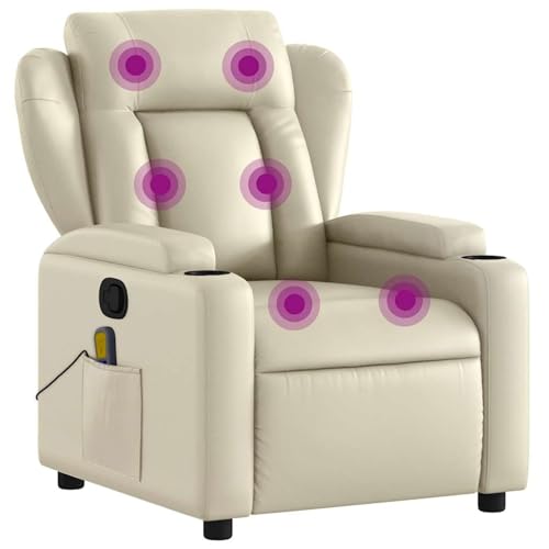 Gecheer Massagesessel mit Relaxfunktion, Kunstleder, Creme, Sessel Wohnzimmer Fernsehsessel Liegesessel für Entspannung Homeoffice Leseecke3206021 – Bild 3