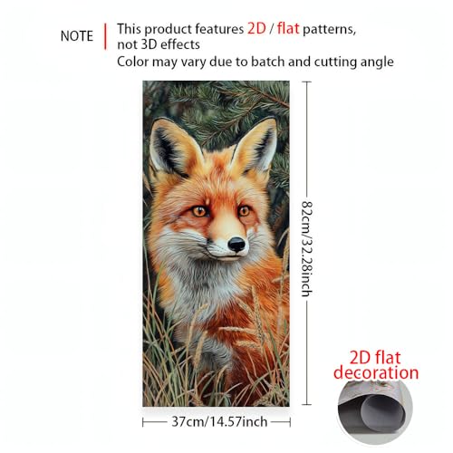 Image of 14.6x32.3 Inch Trash Can Cover Fox in Forest Design Outdoor Garbage Bin Decoration Sticker Wrap