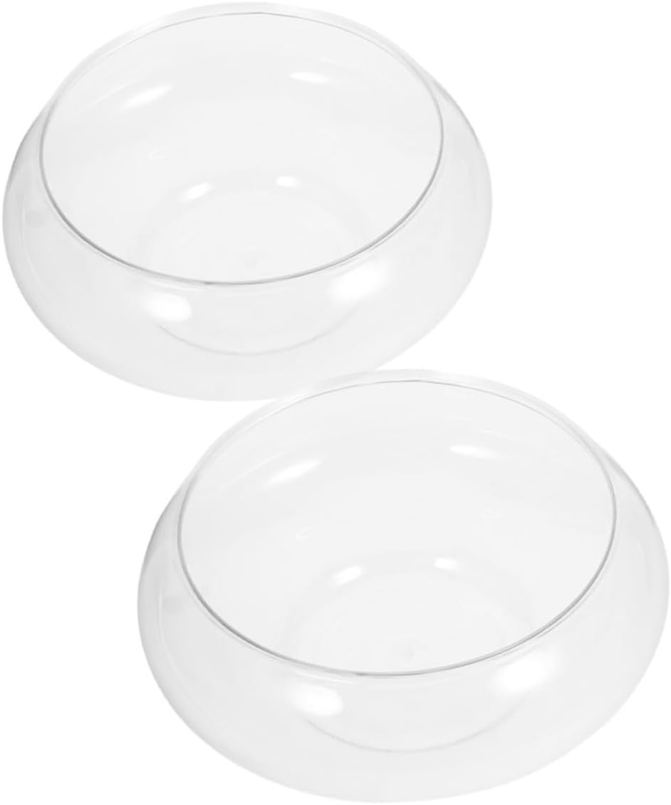 2pcs Transparent Round Aquarium Fish Tank for Small Unbreakable Desktop Fish Bowl for Decoration Capacity