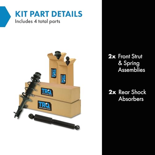 Image of TRQ Front and Rear Complete Strut Assembly & Shock Absorber Kit Complete Strut & Coil Spring Assembly Compatible with 2012-2017 Kia Rio