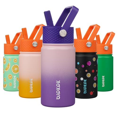 Image of BJPKPK Insulated Water Bottle, 15oz Stainless Steel with Straw Lid