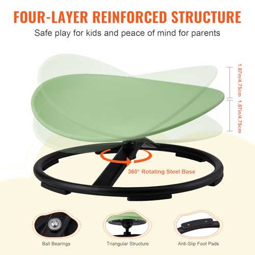 Image of VEVOR Kids Swivel Chair, 220 LBS Capacity, Sensory Spinning Chair, Autistic Kids Sensory Toy Chair with Non-Slip Metal Base, Toddler Sit and Spin for Coordination Balance Focus Training Green