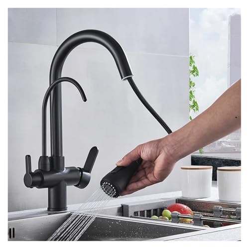 Mitigeur de cuisine noir mat avec douchette extractible et design élégant durable
