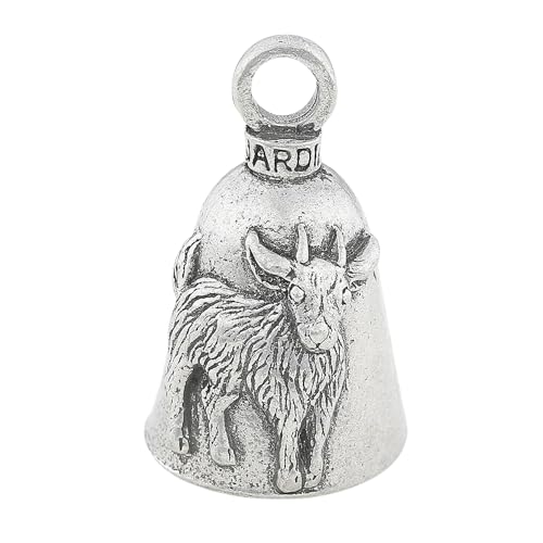 Image of Guardian Bell Goat Good Luck Bell w /Keyring & Black Velvet Gift Bag | Motorcycle Bell | Lead-Free Pewter | Good Luck Gift to Friends & Family | Bike Bell | Made in USA