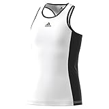 adidas Girls Tennis Court Tank Top, White/Black, Medium