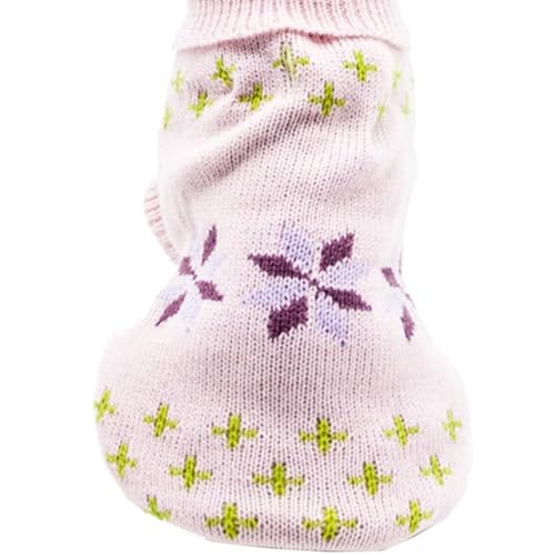 Image of Lulala Turtleneck Dog Sweater - Winter Coat Apparel Classic Cable Knit Clothes with Leash Hole for Cold Weather, Ideal Gift for Pet (Pink, 8 Inch)