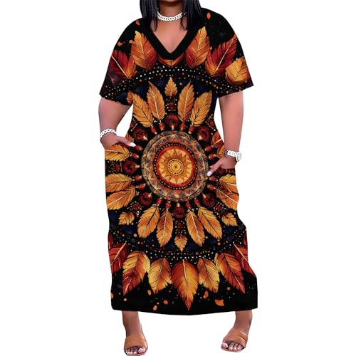 Image of SUZONANA Plus Size Dresses for Curvy Women African Print American Dress Summer Outfits Casual Loose with Pocket