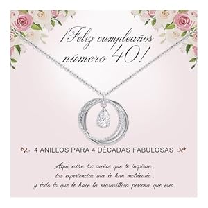 CheersLife Regalos Originales para Mujer 21 30 40 50 60 Cumpleaños Collar Mujer Cumpleaños 21-60 Años, Plata, Ideas de Regalo para Ella Evento Especial Fiesta – Set de Regalo con DEDICACIÓN