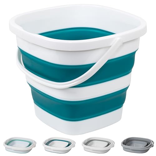 Collapsible Bucket, 2.6 Gallon 10L Mop Bucket for Cleaning, Car Washing, Portable Plastic Tub for Camping, RV, Beach, Fishing, Garden, Indoor and Outdoor Space Saving Wash Basin Ice Buckets
