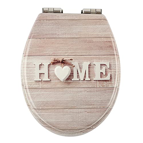 HEXABERIE - Abattant WC DESIGN et ORIGINAL avec Frein de Chute | Lunette Forme en O | Charnières Inox Ajustables à Déblocage Rapide | Facile à Installer | Siège Bois MDF Premium | Supporte 160 kg