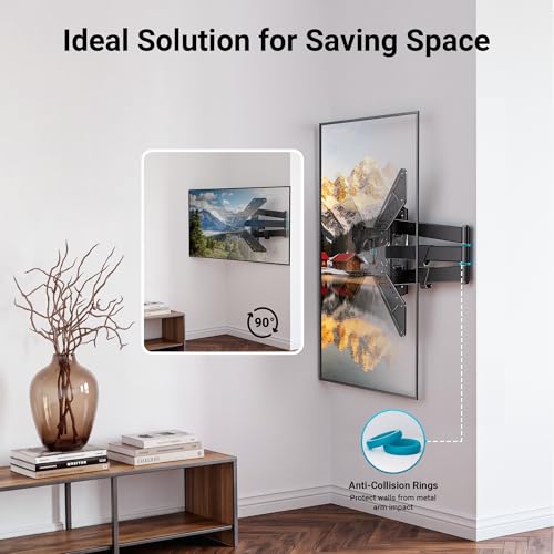 Image of BONTEC Full Motion Corner TV Wall Mount for 31-75 Inch TVs, 33 in Long Arm Wall Mount Bracket, Swivel and Tilt with Landscape to Portrait Rotation, Holds 110 lbs, Heavy Duty Steel, Max VESA 600x400 mm