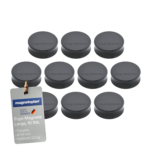 Ergo Large Magnets, Diameter 34 mm x 12.5 mm, Pack of 10 felsgrau