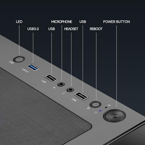 Image of NINGMEI Gaming PC Desktop, AMD Ryzen 7 9700X 8 core 3.8GHz(up to 5.5GHz), GeForce RTX 5060 8GB, 16GB DDR5 RAM 6000MHz, 1TB NVME SSD, 650W PSU, Windows 11 Home 64-bit, WiFi, Black