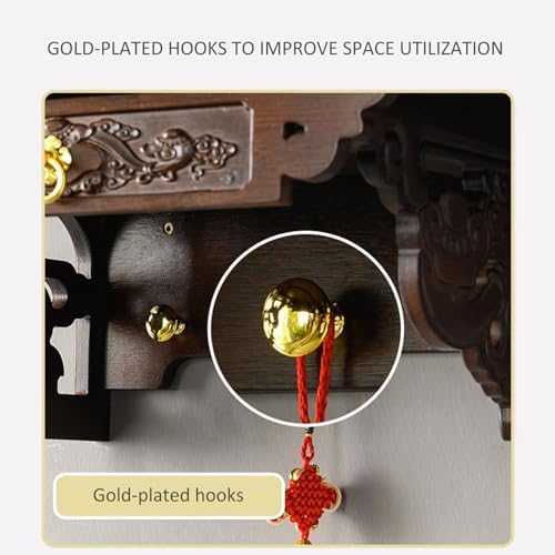 Buddha Wall-Mounted Statue Altar Table - Guanyin & Guangong Display Pedestal, Bamboo Buddhist Offering for Pooja, Incense Tribute, Home Decor & Meditation Shrine.