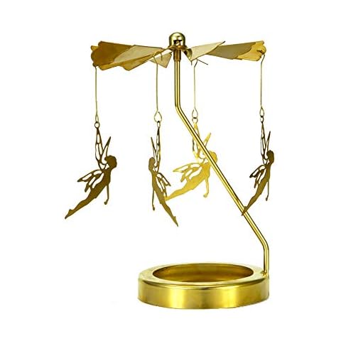 FRSHALOUIS Candle Toppers Jar Candle Accessories - Rotating Candlestick Valentines Day Gift Spinning Tea Light Gold Candle Holder(Fairy) Cover