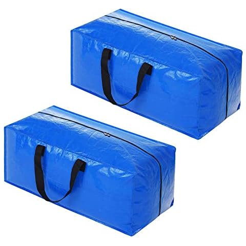 Moving Bags Heavy Duty Extra Large Storage Bags for Moving Supplies, Storage Totes with Handles & Backpack Space Saving Bins for Clothes Blanket (Blue-2 Pack) Cover