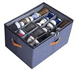 BJ-MON Shoe Organizer for Closet, Foldable shoe storage,Adjustable Shoe Storage Containers,Fits up to 16 Pairs, Clear Foldable Shoe Storage Bins w/Bottom Support(Dark gray)