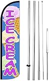 4 Less Co ICE Cream Windless Swooper Flag 15 Feet Tall Large Pole Kit Feather Banner Sign bz4-h