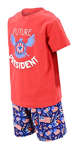 Image of Boys 2pc Shorts Set Outfit Short Sleeve Shirt with Classic Applique Print and Shorts