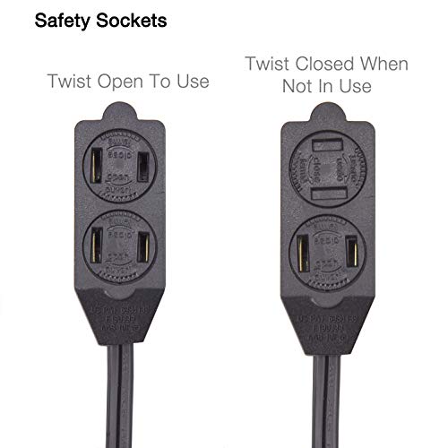 Electes 3 Outlet Extension Cord With Hand/Foot Switch And Light Indicator With Safety Twist-Lock, 16/2, Black, Ul Listed #TOP2