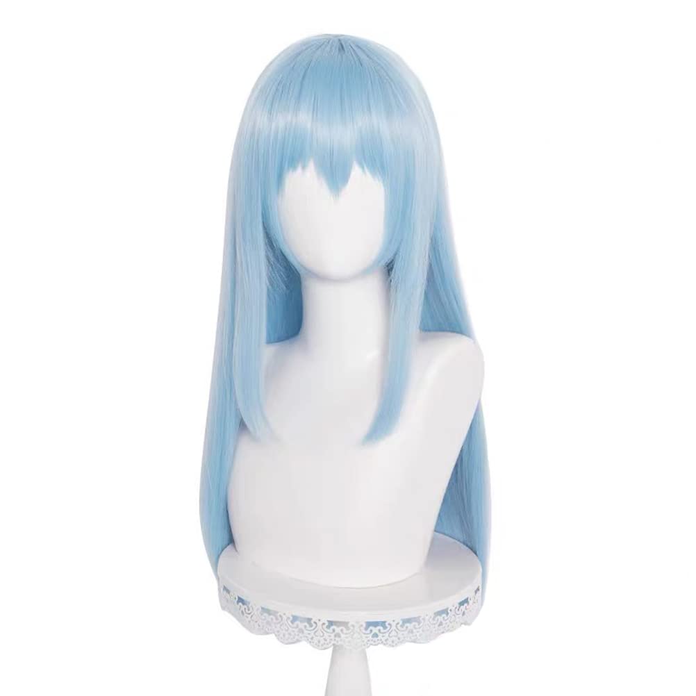 Rimuru Tempest Wig Cosplay Blue Long Straight Hair Wig Anime Costume with Wig Cap