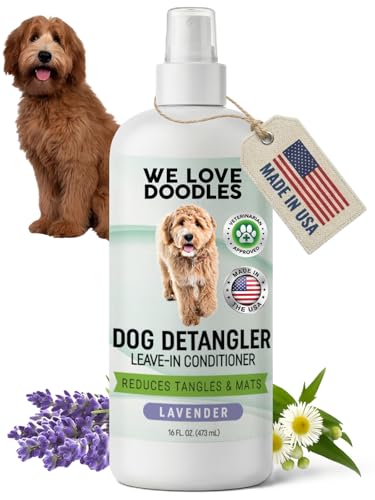 We Love Doodles Dog Detangler Spray - Leave-in Conditioner for Dogs - Dog Detangling Spray - Dematting Spray for Dogs - Tangle Remover - Made in The USA (Lavender)