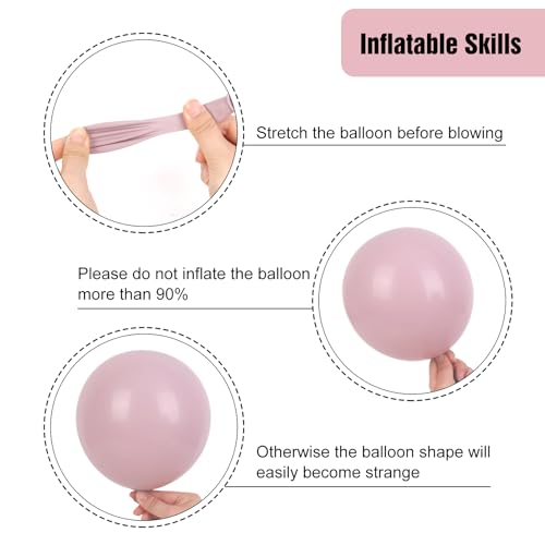 Image of RUBFAC Dusty Pink Balloons 129pcs Different Sizes Pack of 18 12 10 5 Inch, Latex Boho Blush Pink Balloon Garland Arch Kit for Baby Shower Engagement Bachelorette Wedding Birthday Party Decorations