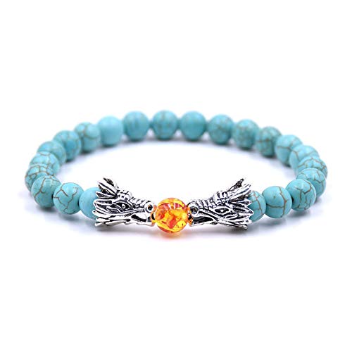 Bracelet dragon turquoise en pierre naturelle 8mm, le cadeau idéal et symbolique