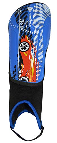 Vizari Racer Soccer Shinguard with Ankle Protection for Boys and Girls (Blue Red, Medium)