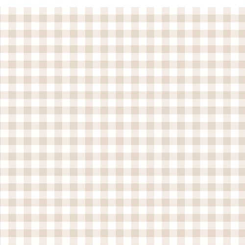 DULEIXUFHEE Plaid Peel and Stick Wallpaper – Beige Boho Checkered Contact Paper, Removable Vinyl Self-Adhesive Plaid Wallpaper for Bedroom, Nursery, Study Room, Living Room, 17.7''x197''