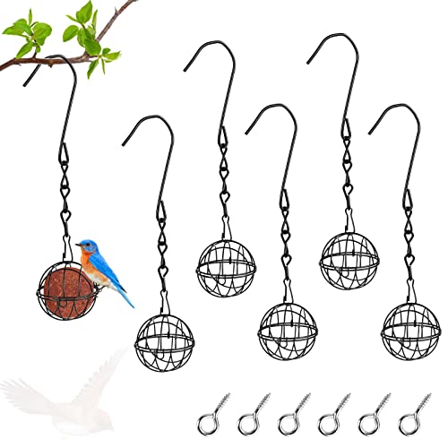 Mangeoires pour Oiseaux Sauvages,6Pcs Mangeoire à Oiseaux Suspendue à Boule,Bird Feeder pour Oiseaux Sauvages,Métal Boule de Graisse Oiseau Mangeoire pour l'extérieur et l'intérieur Cover