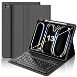 JADEMALL for iPad Pro 13 inch Case with Keyboard (M4) 2024, Wireless Magnetic Bluetooth Keyboard, Detachable Keyboard with Pencil Holder, Auto Sleep/Wake, Folio Cover for iPad Pro 13 inch, Black