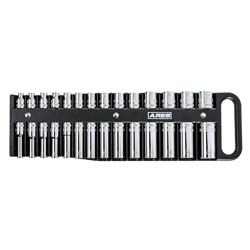 ARES 70219-28-Piece 3/8-Inch Drive Magnetic Socket Holder - Securely Holds 14 Standard and 14 Deep Sockets in Place - Organize Sockets up to 1 Inch or 24mm