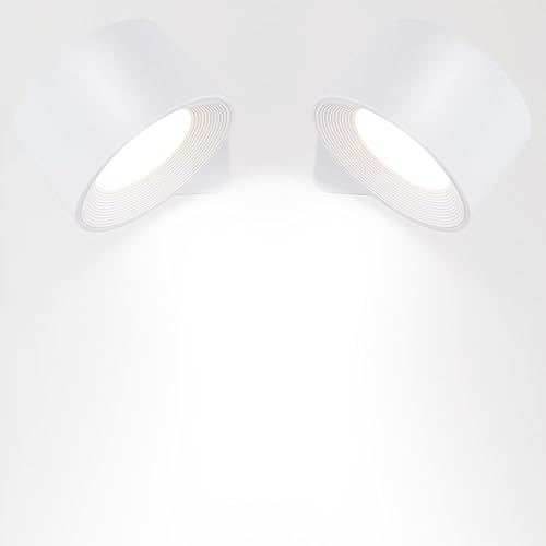 SIXDEFLY Apliques de pared LED, lámpara de pared recargable con 3 temperaturas de color y 3 bolas magnéticas de 360 de brillo, para dormitorio,