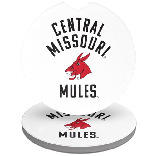 University of Central Missouri Mules Car Coasters, Pack of 2, 2.5" Ceramic Stone, Drink Coaster for Cup Holders with Finger Notch