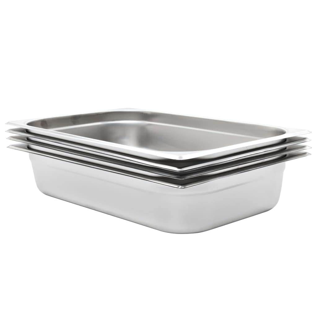 Mangloder - Contenedores de gastronomía (4 unidades, GN 1/1, 100 mm, acero inoxidable, apilables, 530 x 325 x 100 mm, 14 L, para buffet, catering, gastronomía, bain marie, chafing, dish, restaurante