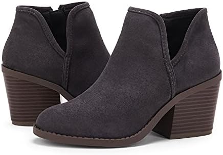 PiePieBuy Womens Ankle Boots Chunky Stacked Heel Slip on Shoes Fa...