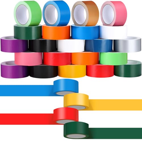 Image of Fainne 24 Pack Colored Duct Tape Bulk, Colorful, 20 Yards X 2 Inches