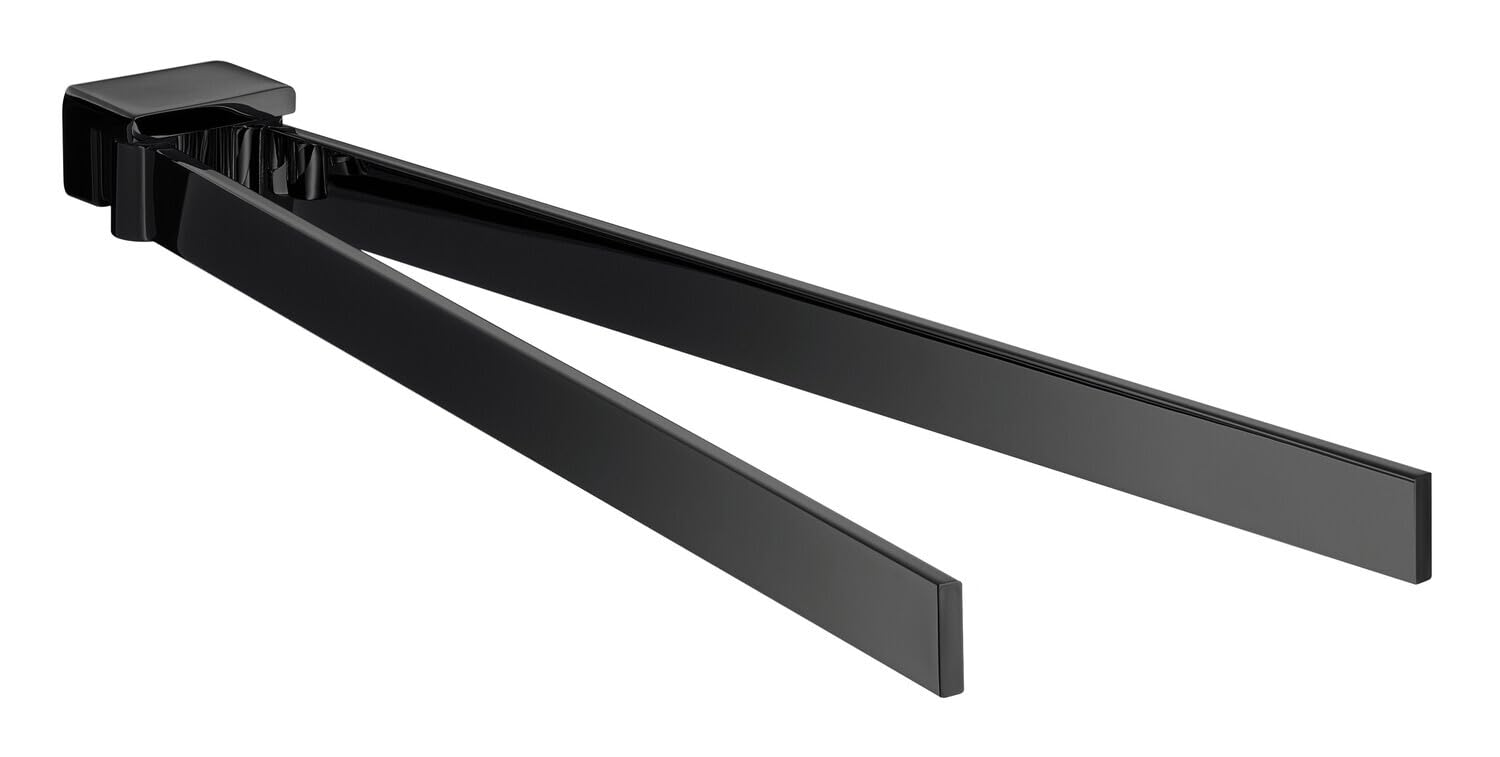 EMCO loft Towel Rail Wall Mounted Two Arms Swivel Bath Towel Holder Aluminium Towel Rail for Two Towels Matt Black