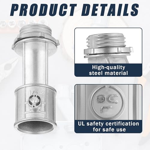 Image of Relaxweex 4 Pack Emt to Box Offset Connector with Set Screw and Lock-nut Conduit Fittings for Electrical Fittings Galvanized Steel Emt Conduit Screw Connector(1 /2inch)