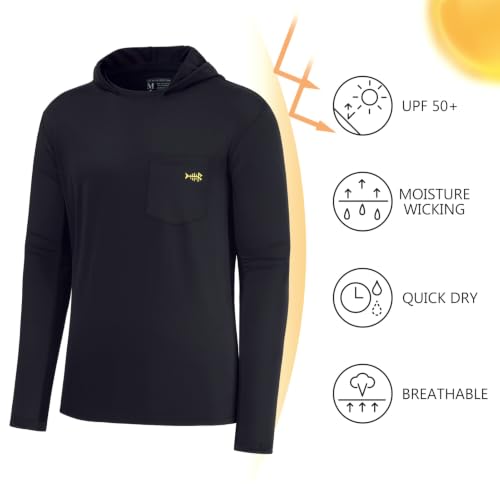 Image of BASSDASH Men's UPF 50+ Fishing Hoodie Shirts with Chest Pocket Lightweight UV Sun Protection Long Sleeve Hiking Sports FS34M