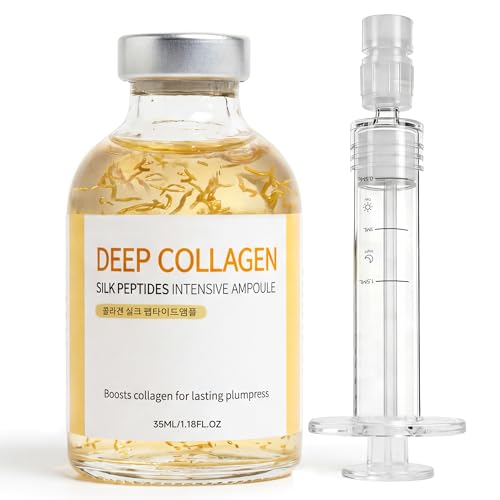 Deep Collagen Serum Silk Peptide Ampoule, Korean Anti Aging Serum for Face with Collagen & Peptide,...