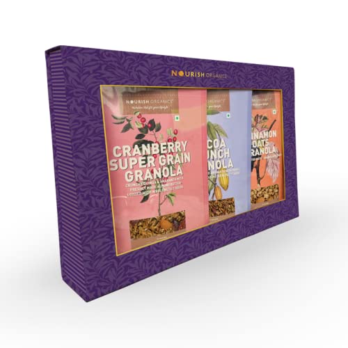 Nourish Organics Granola Festive Pack - Wholesome and Delicious Mix of Granola for a Healthier Celebration - 3 Varieties 810g | Healthy and Nutritious Breakfast Cereals with Whole Nuts | No Refined Sugar | Clean Label