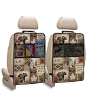 T&H XHome Bull Moose Car Seat Protector, 2 Pack Kick Mats with Organizer - 3 Pocket Storage Black