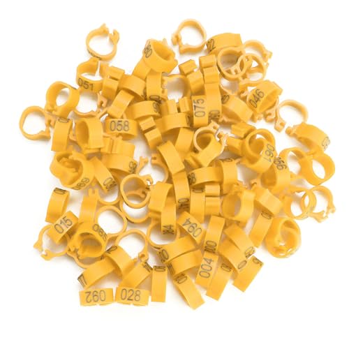 WAONIQ 100 peças de faixas de perna de pássaro de pombo anel 001-100 numeradas 8 mm de plástico para